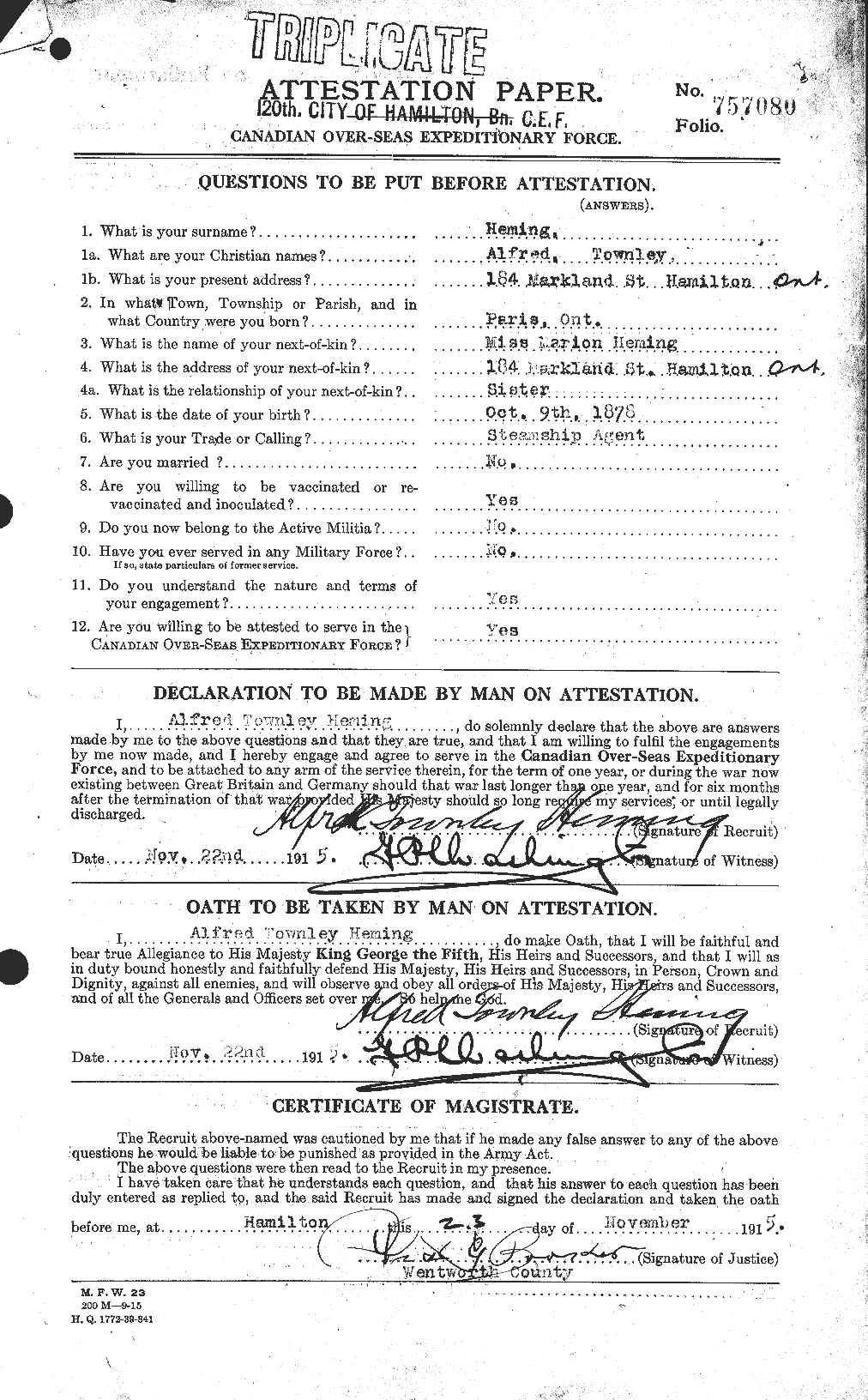 Personnel Records of the First World War - CEF 385171a