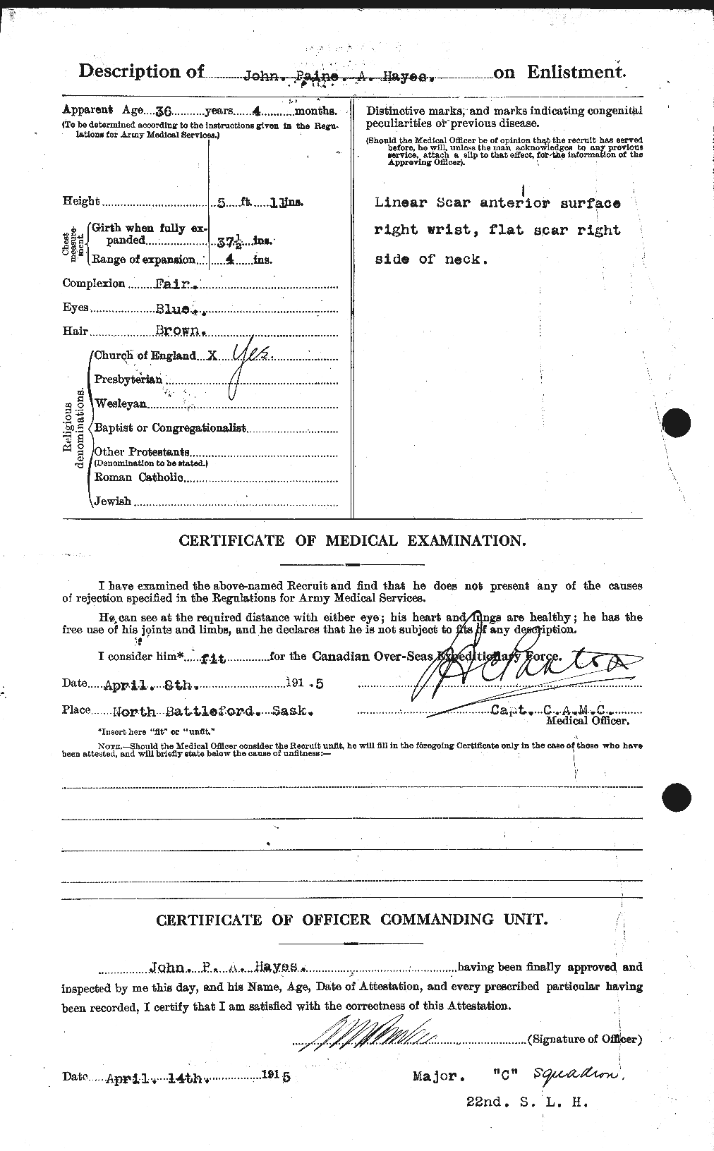 Dossiers du Personnel de la Première Guerre mondiale - CEC 385585b
