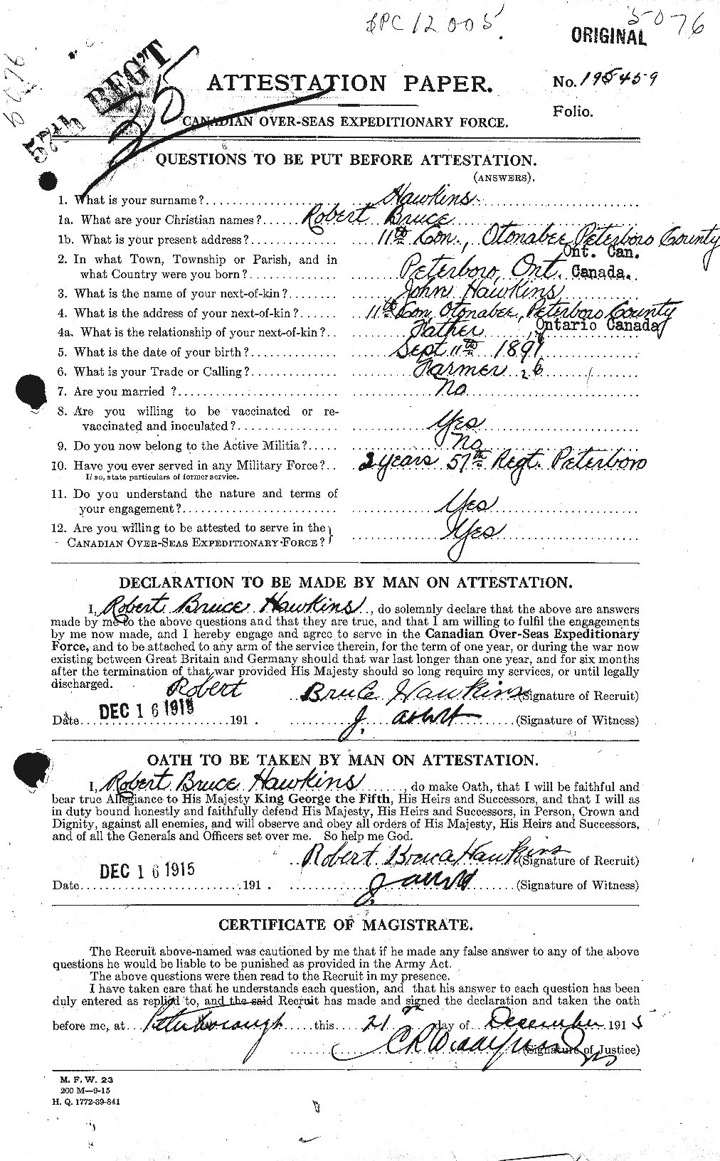 Personnel Records of the First World War - CEF 385594a