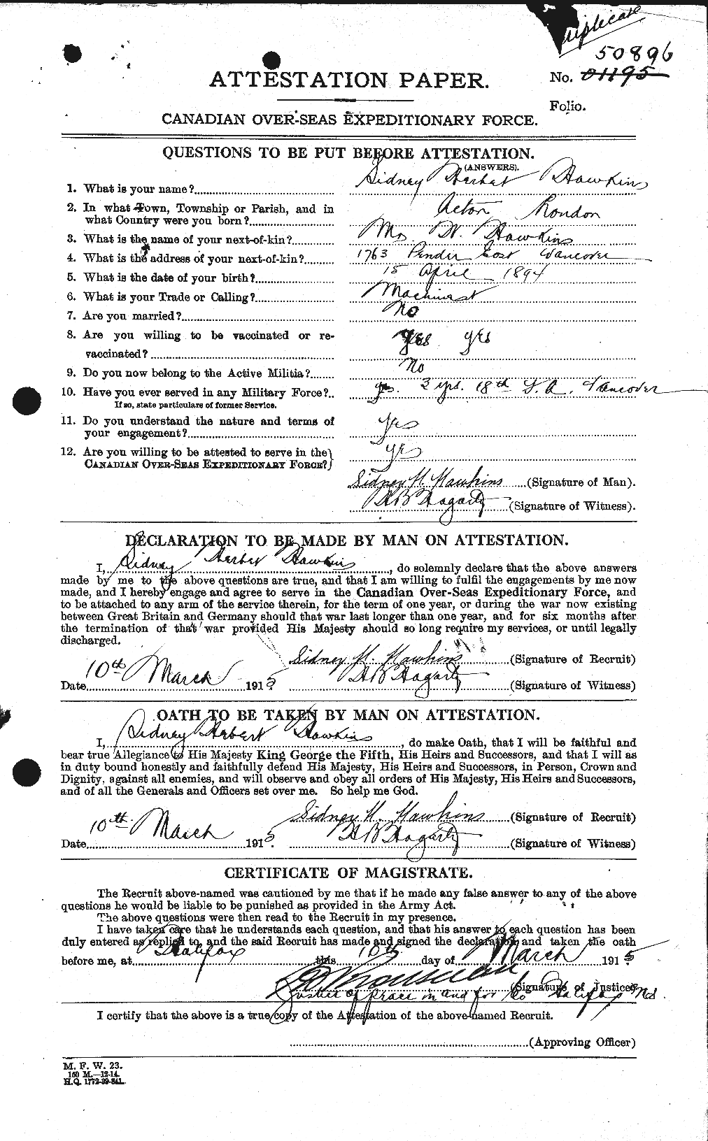 Personnel Records of the First World War - CEF 385608a