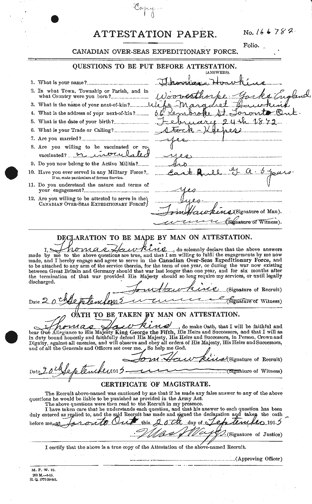 Personnel Records of the First World War - CEF 385619a