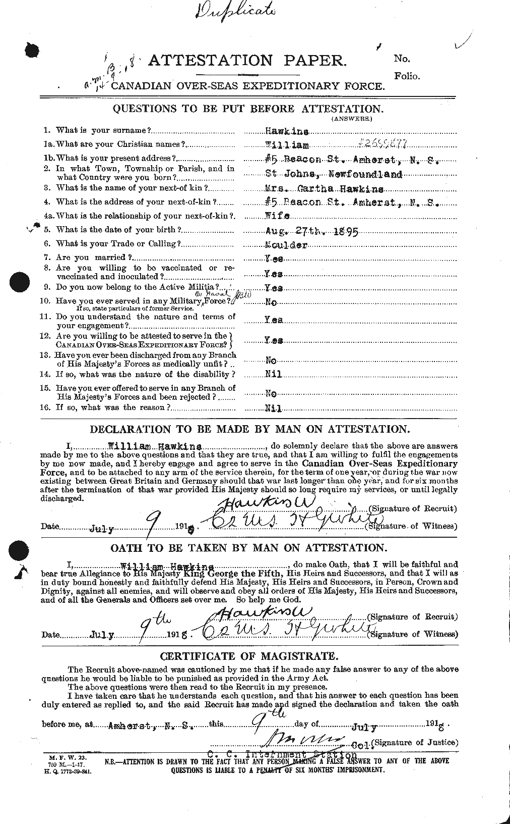 Personnel Records of the First World War - CEF 385633a