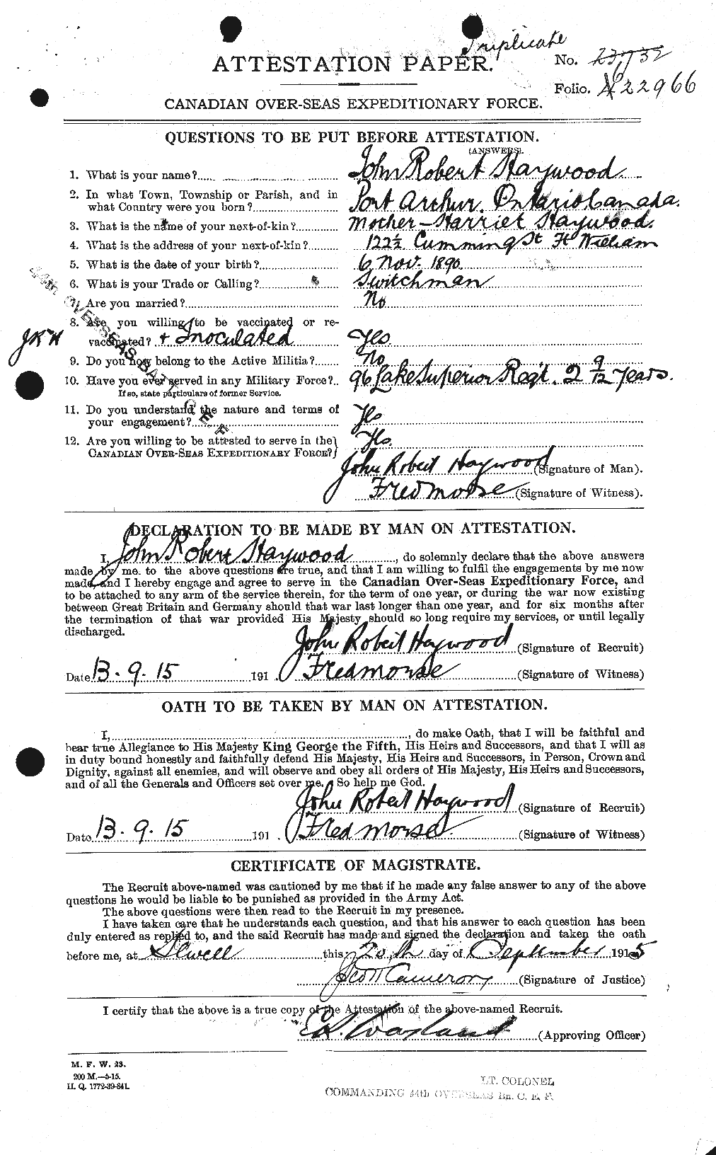 Personnel Records of the First World War - CEF 385999a