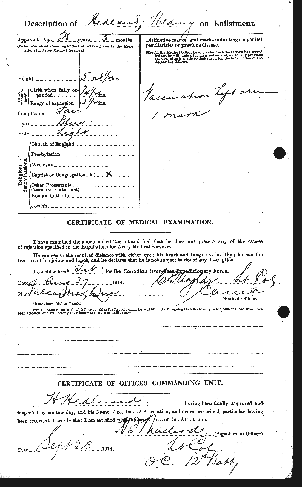 Dossiers du Personnel de la Première Guerre mondiale - CEC 386590b