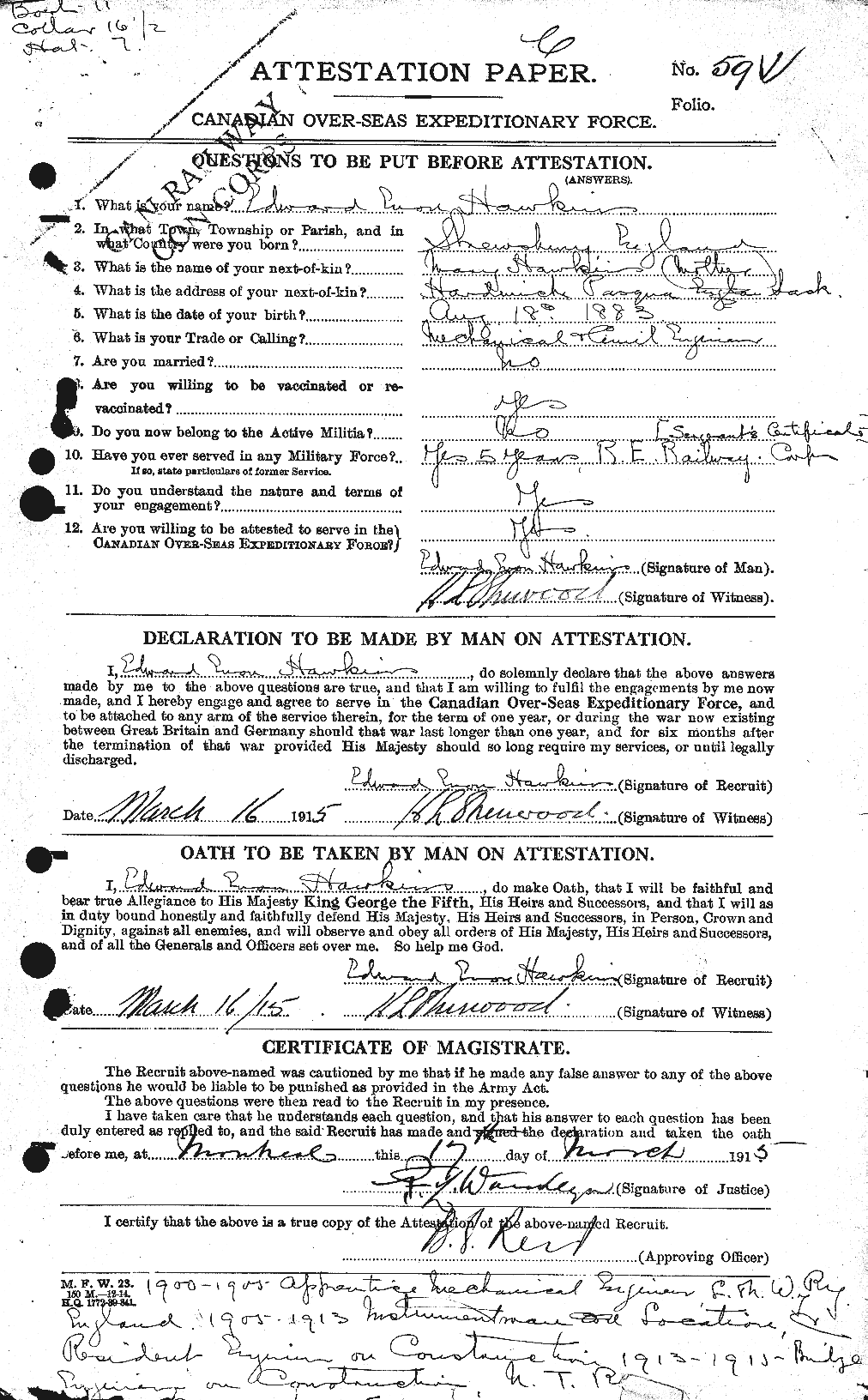 Personnel Records of the First World War - CEF 387074a