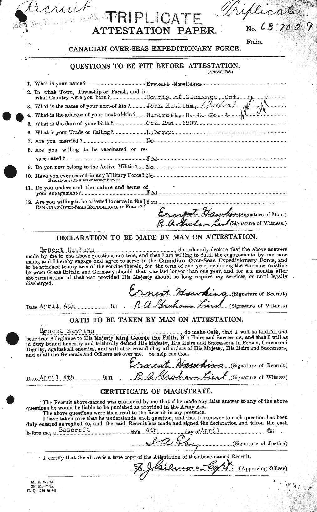 Personnel Records of the First World War - CEF 387083a