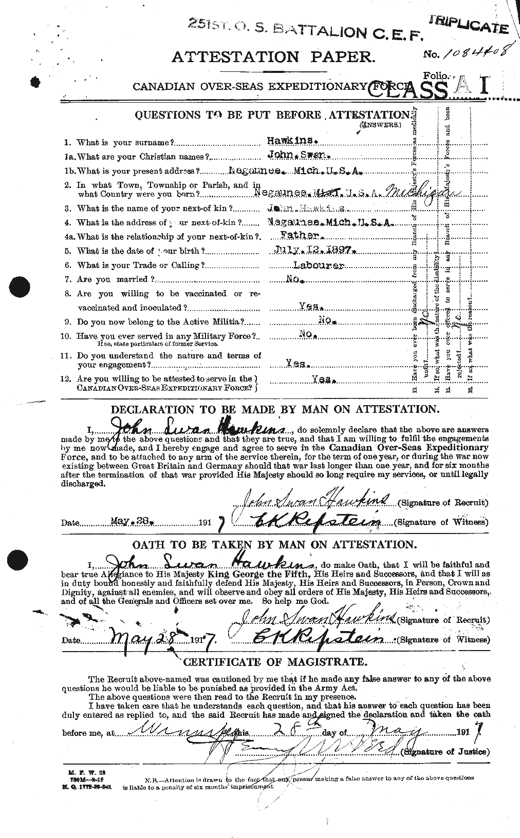 Personnel Records of the First World War - CEF 387198a