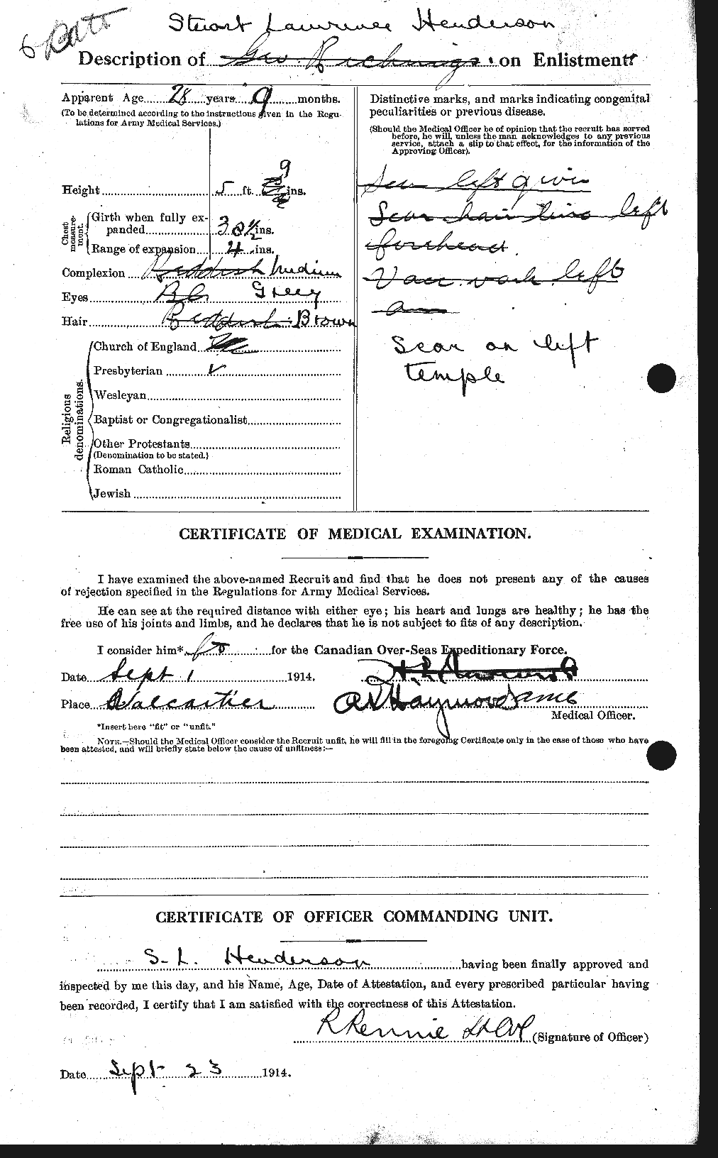Dossiers du Personnel de la Première Guerre mondiale - CEC 387391b