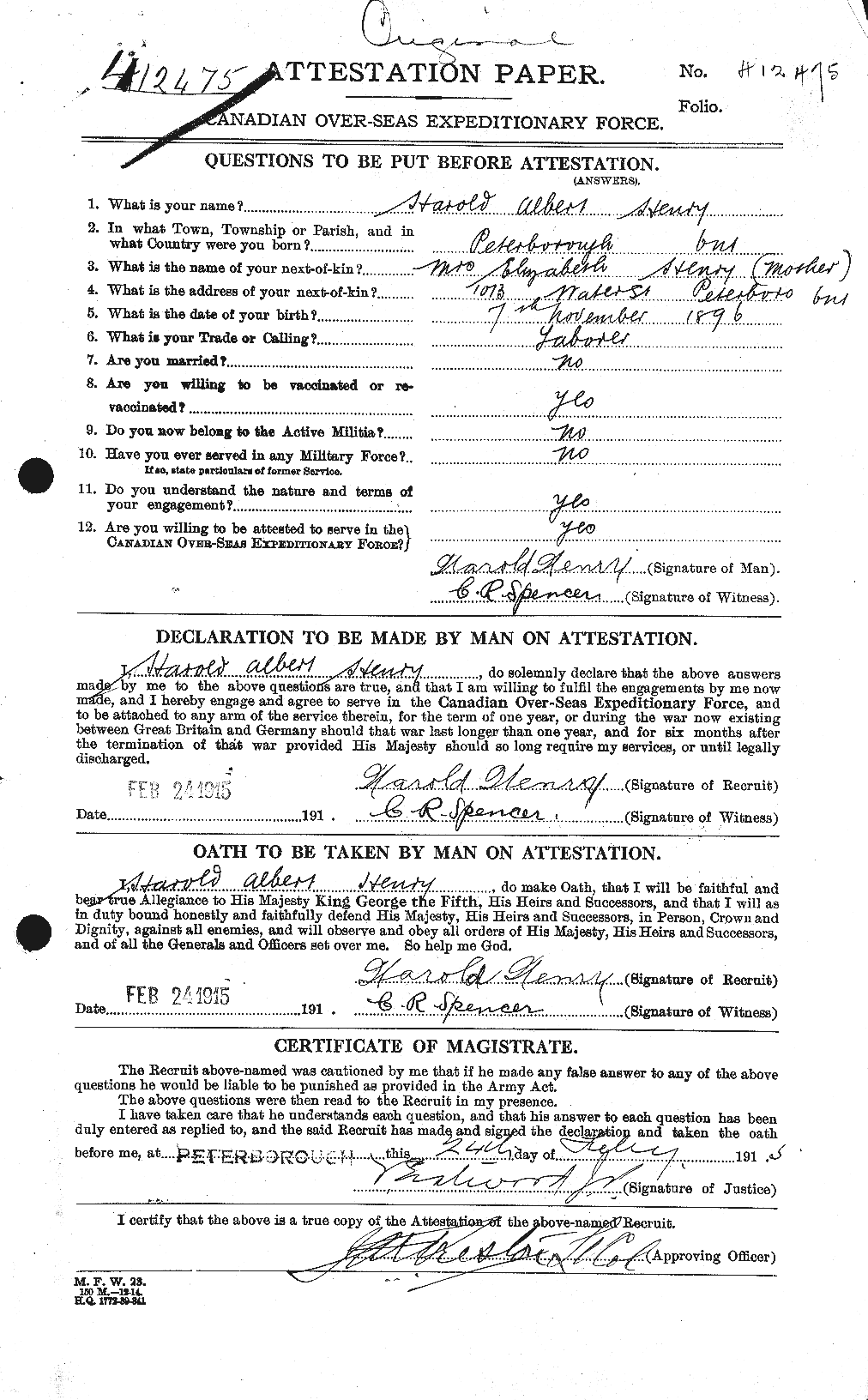 Personnel Records of the First World War - CEF 387565a