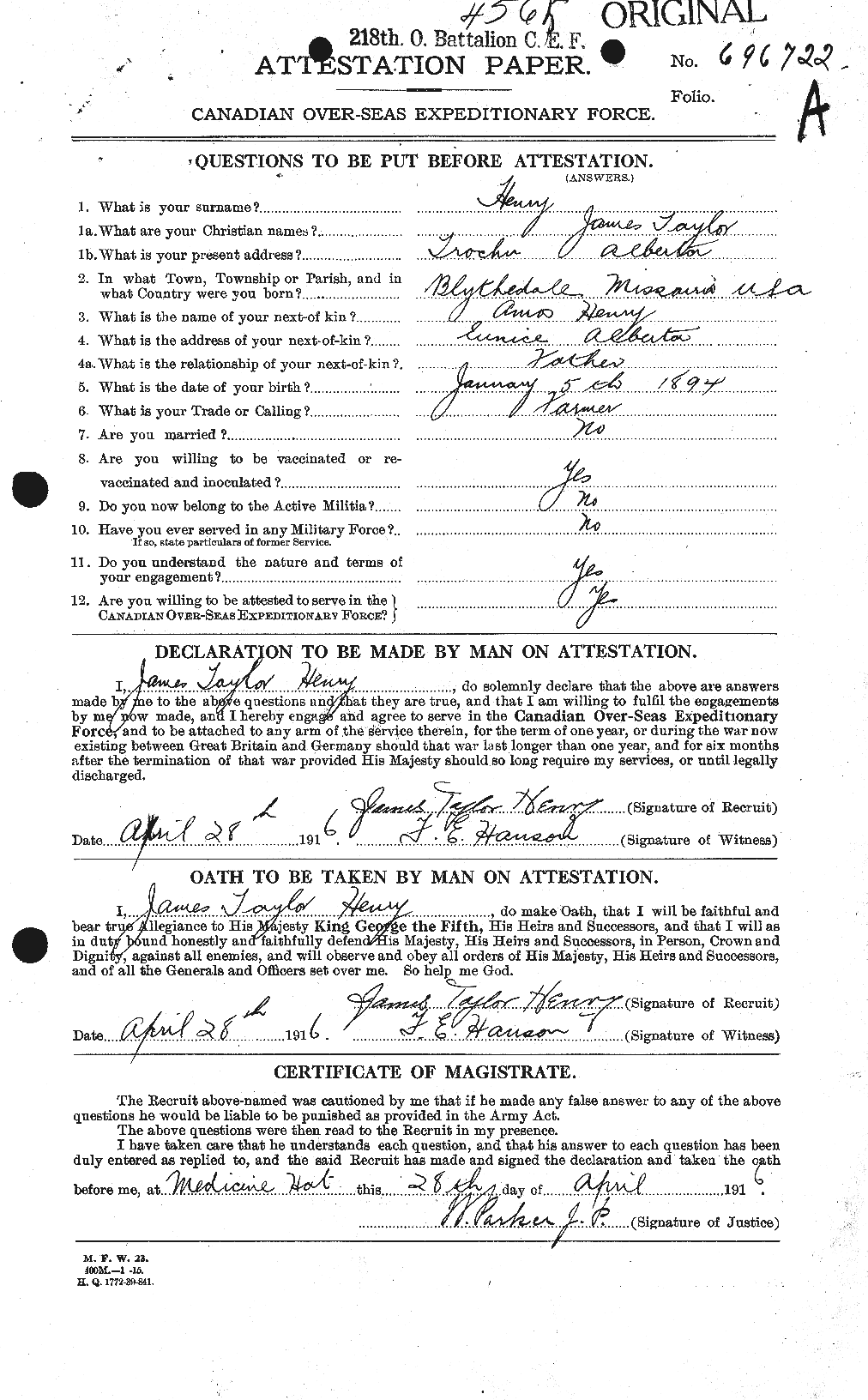 Personnel Records of the First World War - CEF 387600a