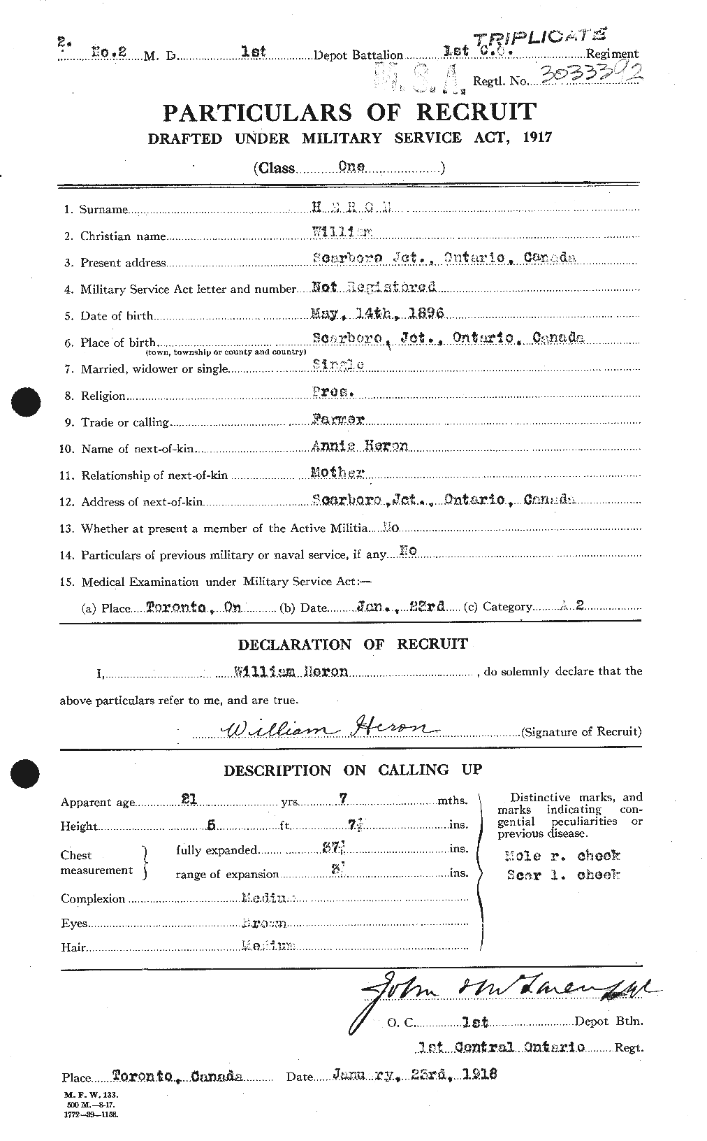 Dossiers du Personnel de la Première Guerre mondiale - CEC 388510a