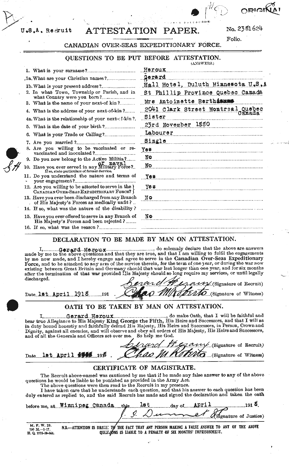 Personnel Records of the First World War - CEF 388523a
