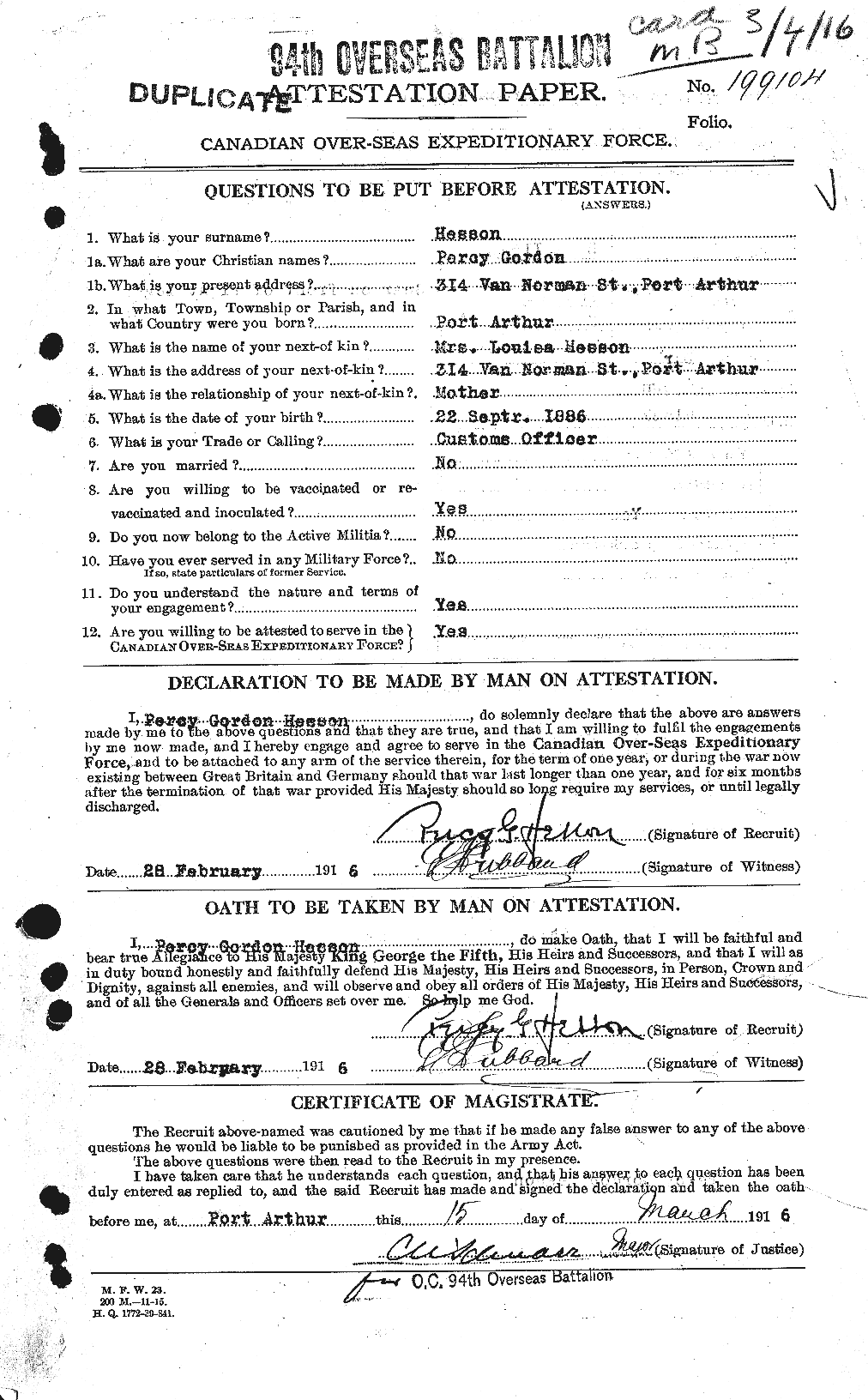 Personnel Records of the First World War - CEF 390642a