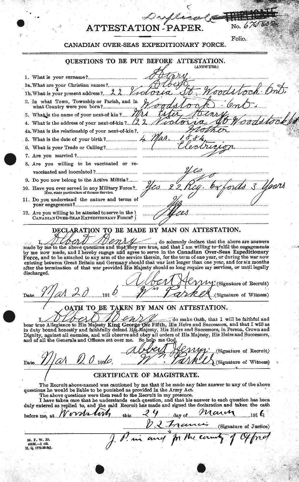 Personnel Records of the First World War - CEF 391647a