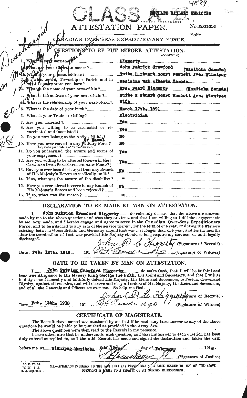 Personnel Records of the First World War - CEF 391781a