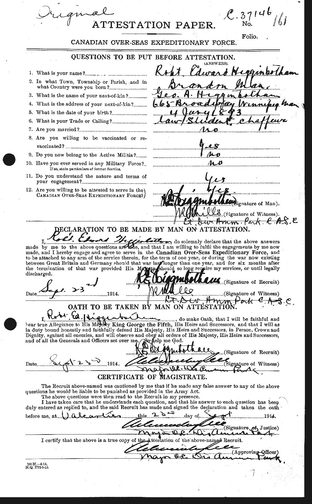 Personnel Records of the First World War - CEF 391797a