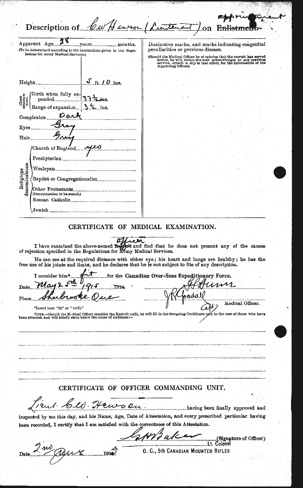 Dossiers du Personnel de la Première Guerre mondiale - CEC 392321b