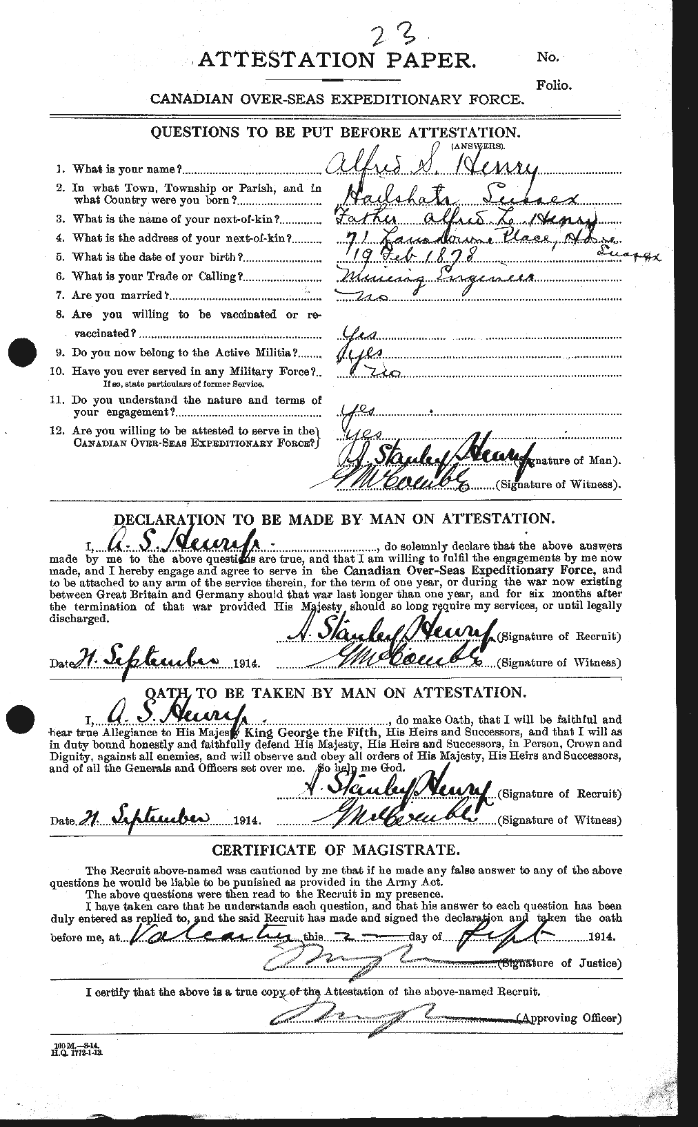 Personnel Records of the First World War - CEF 392771a