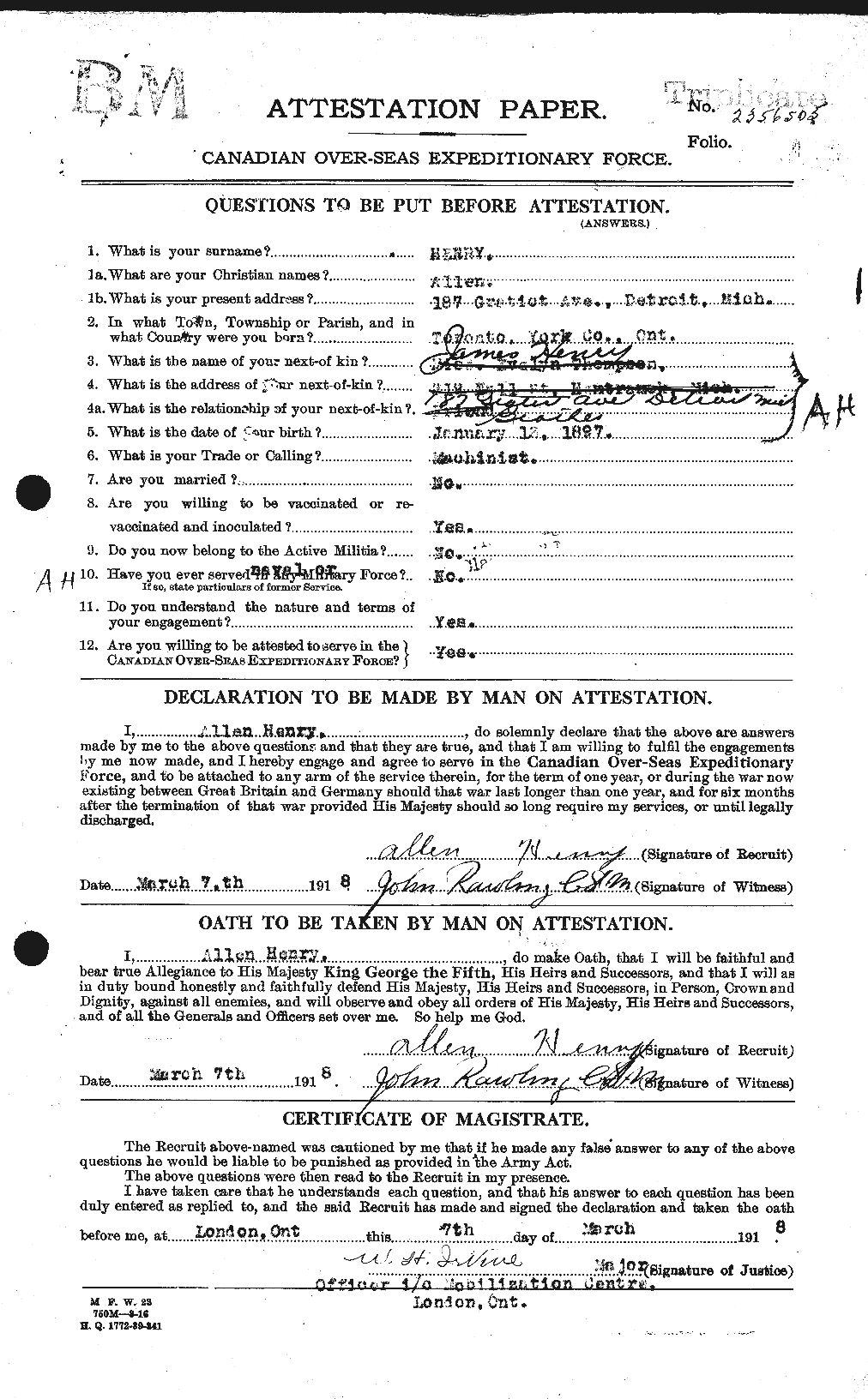 Personnel Records of the First World War - CEF 392772a