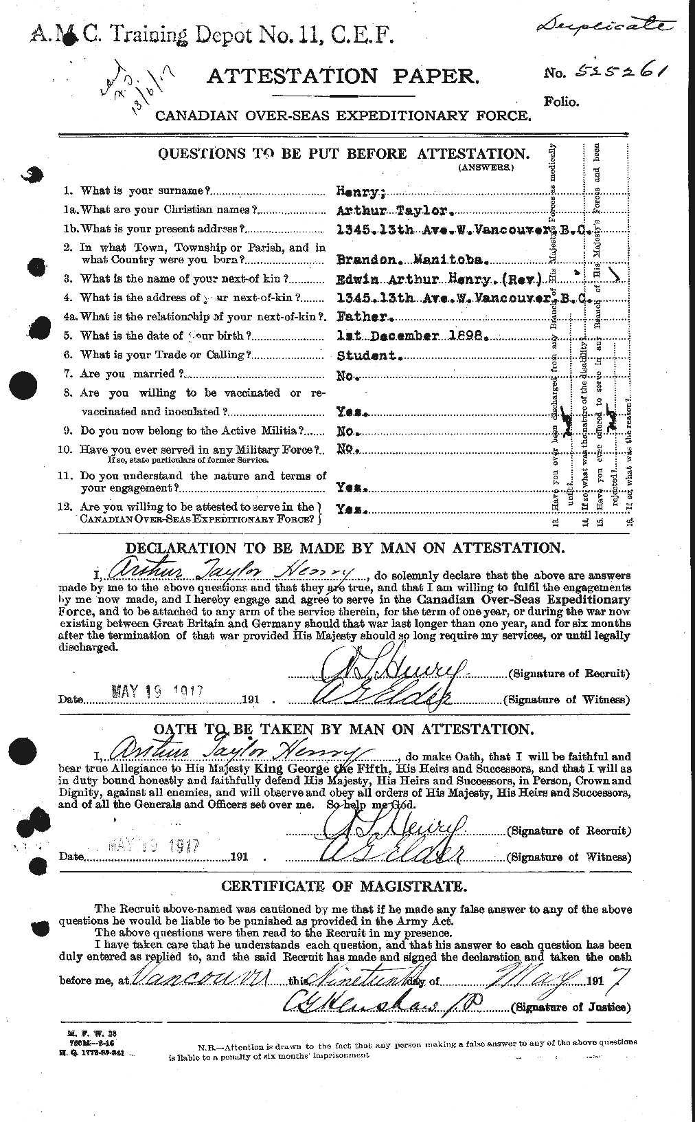 Personnel Records of the First World War - CEF 392786a