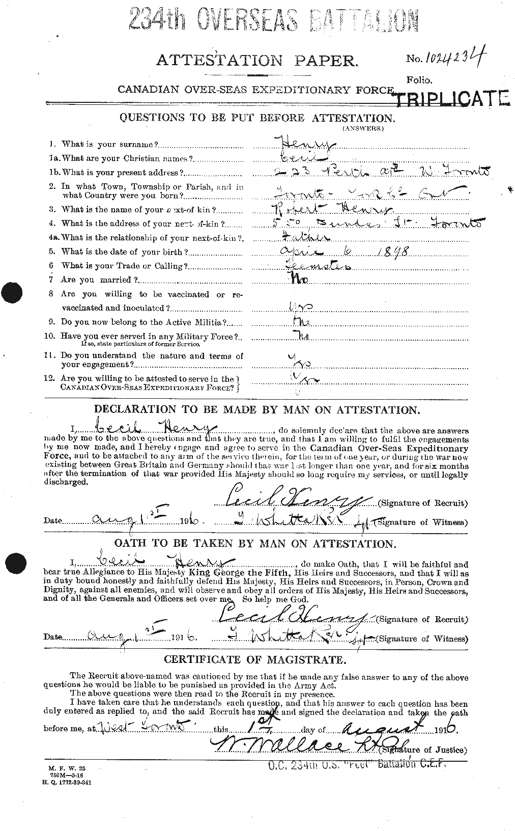 Personnel Records of the First World War - CEF 392796a