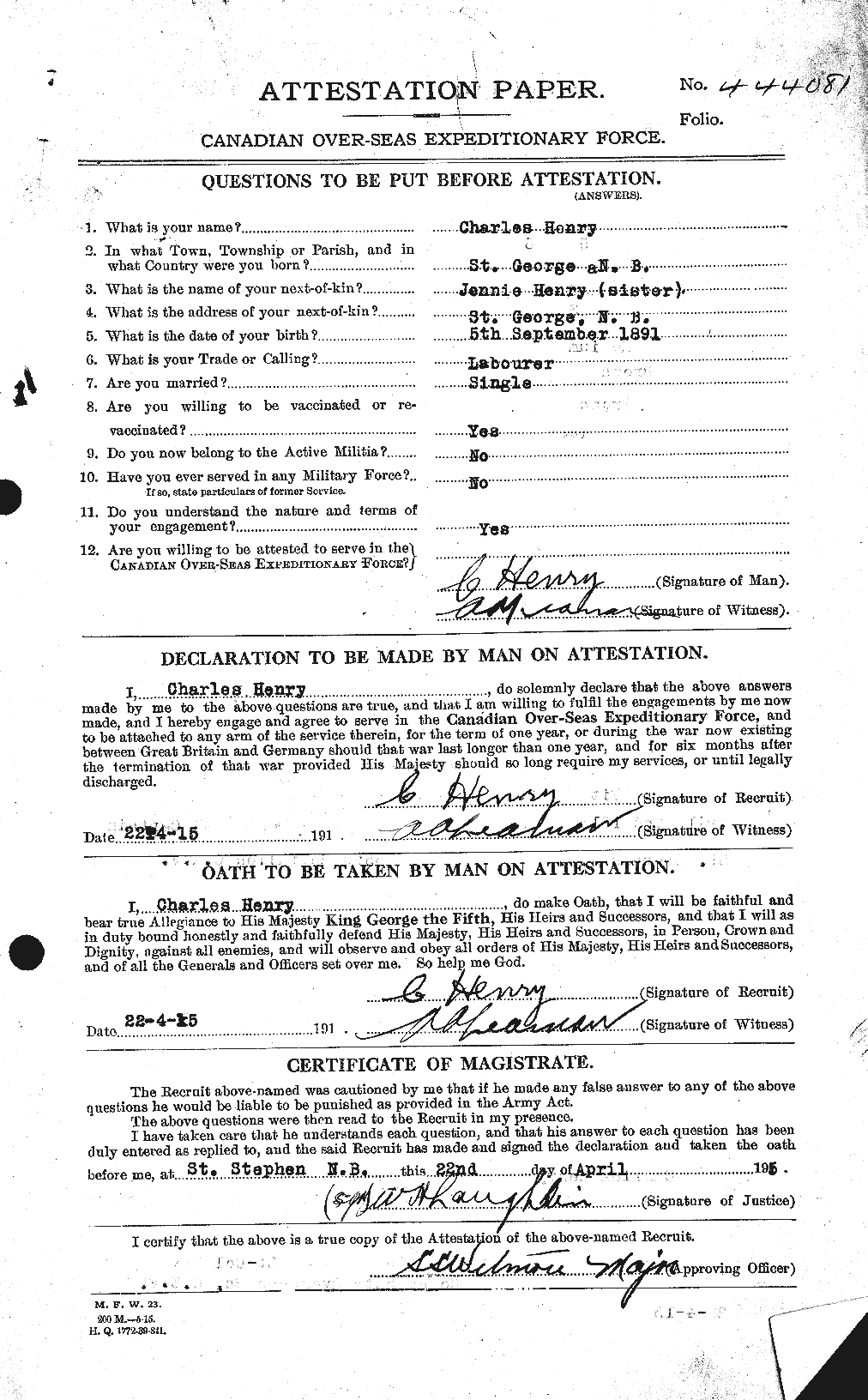 Personnel Records of the First World War - CEF 392799a
