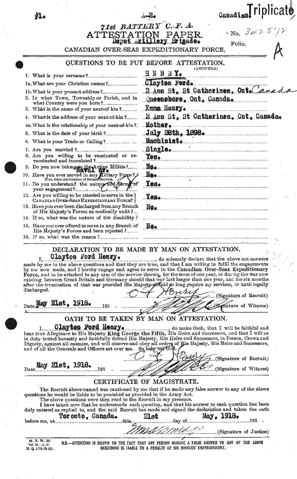 Personnel Records of the First World War - CEF 392816a