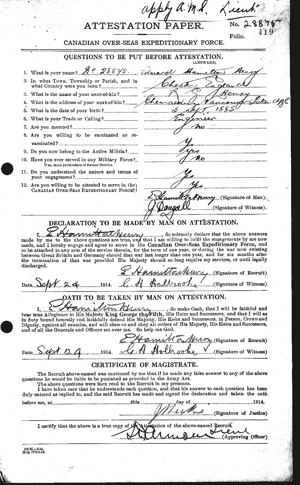 Personnel Records of the First World War - CEF 392837a
