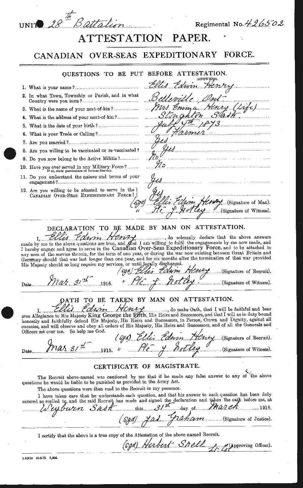 Personnel Records of the First World War - CEF 392845a