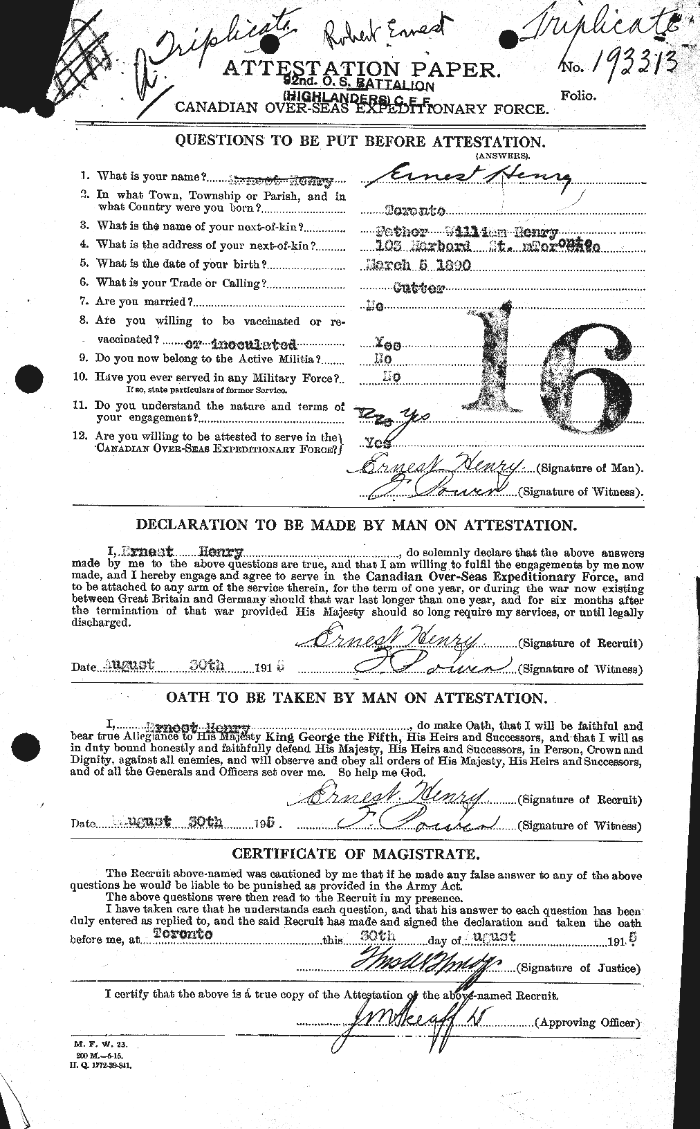 Personnel Records of the First World War - CEF 392848a