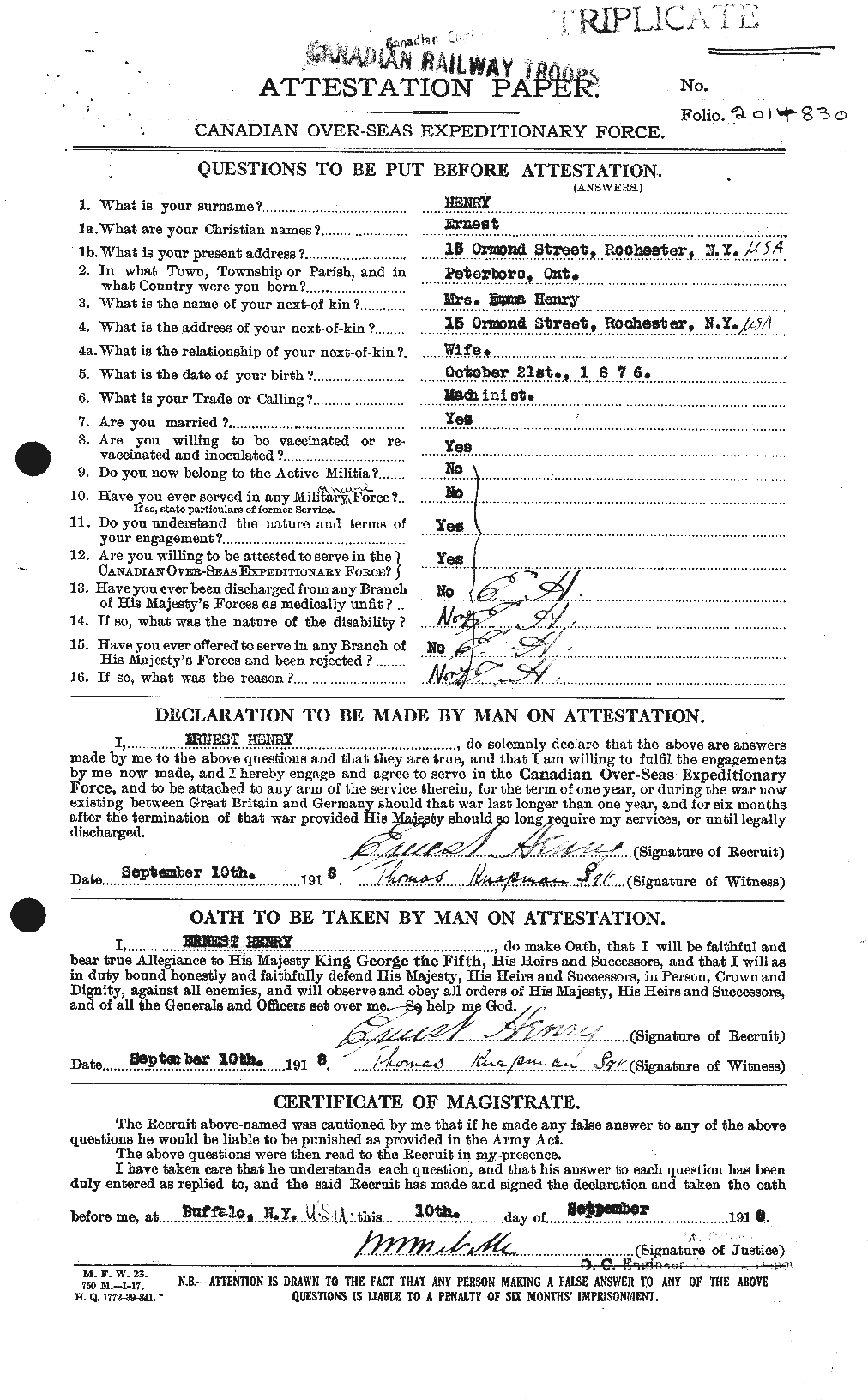 Personnel Records of the First World War - CEF 392849a