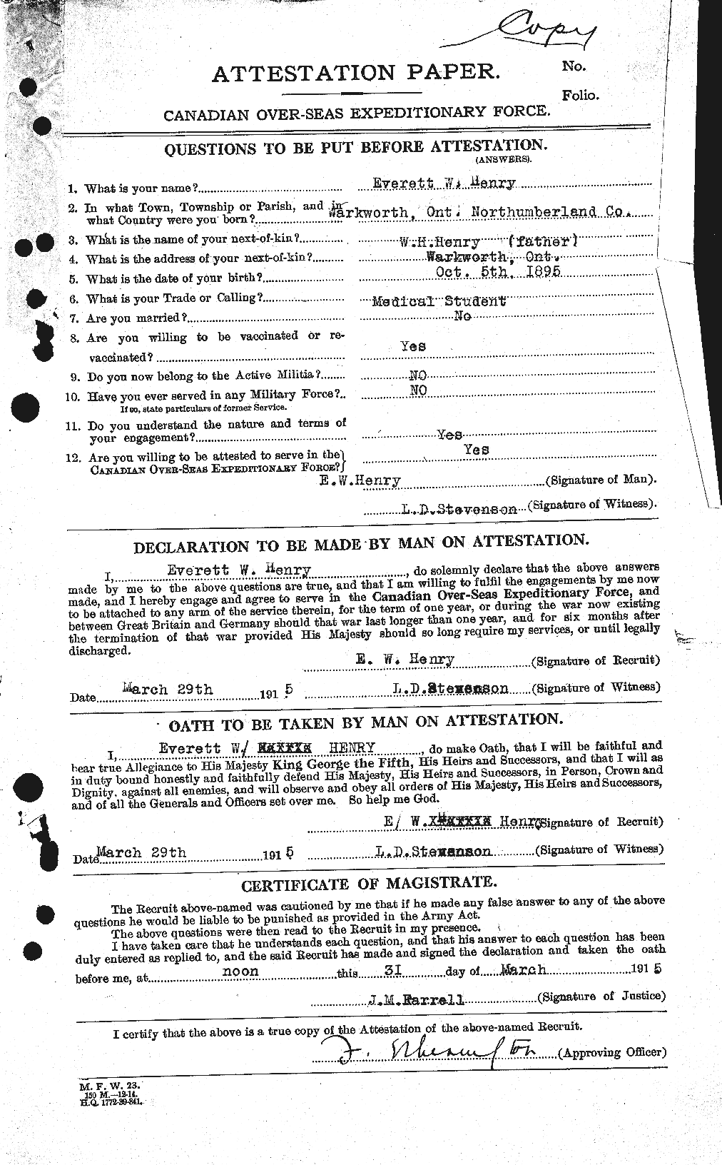 Personnel Records of the First World War - CEF 392850a