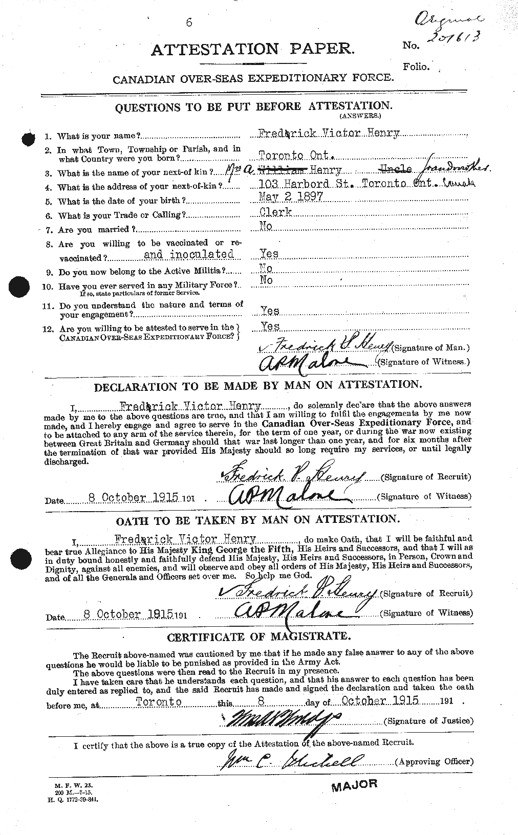 Personnel Records of the First World War - CEF 392861a