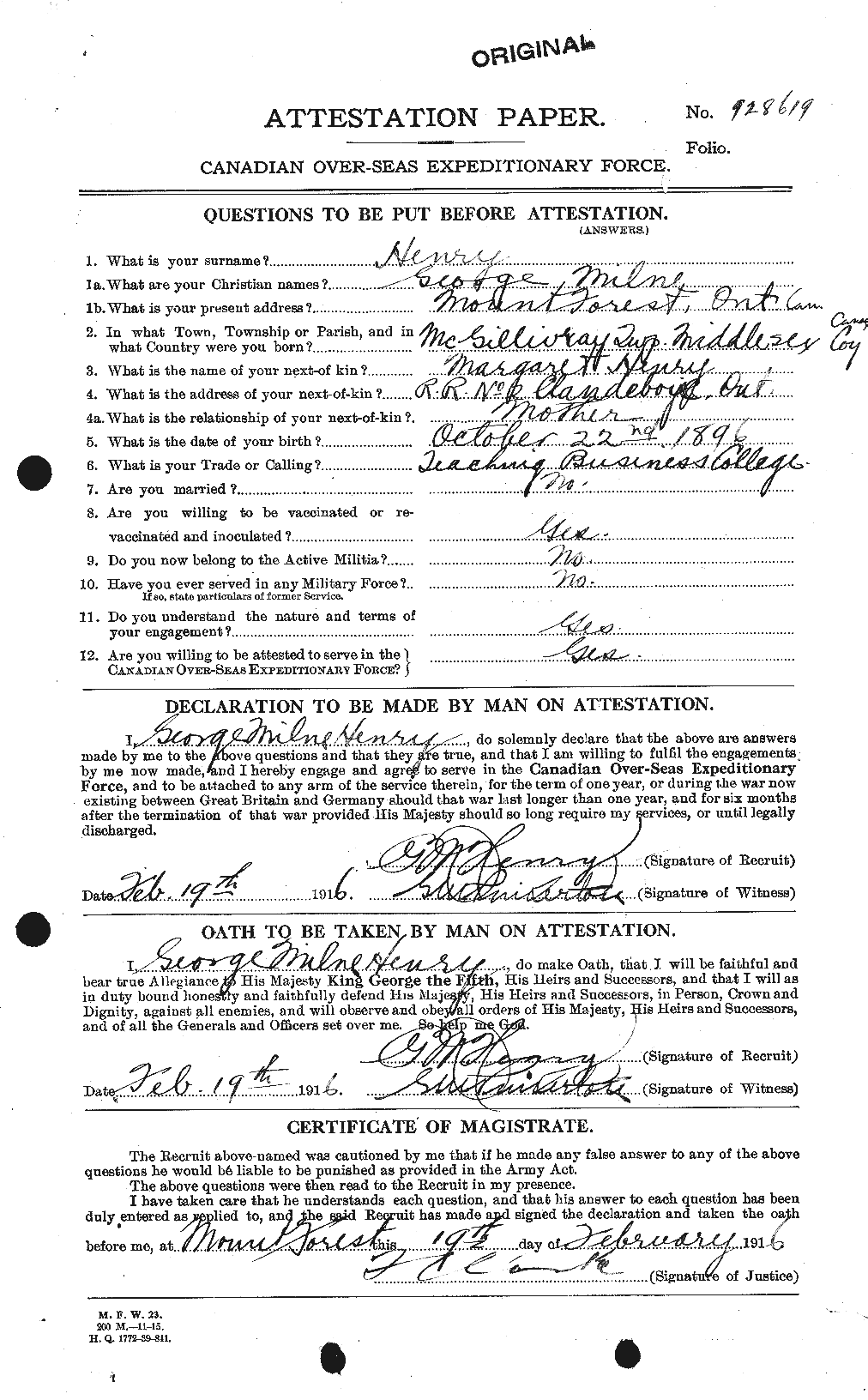 Personnel Records of the First World War - CEF 392879a