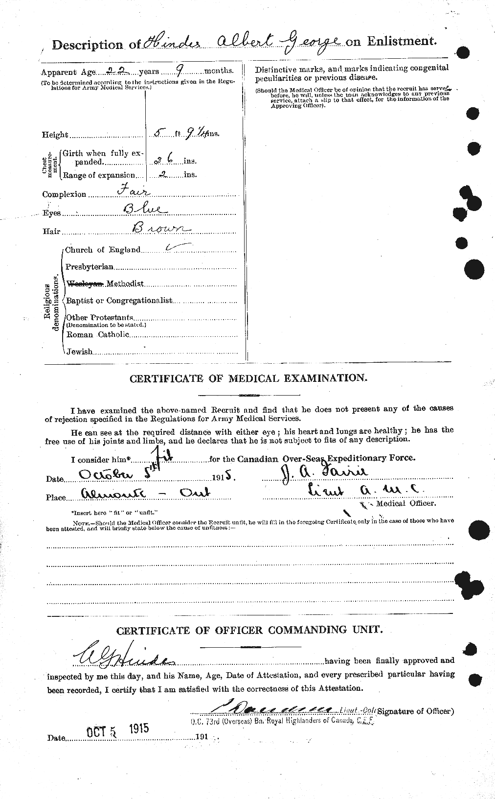 Personnel Records of the First World War - CEF 394309b