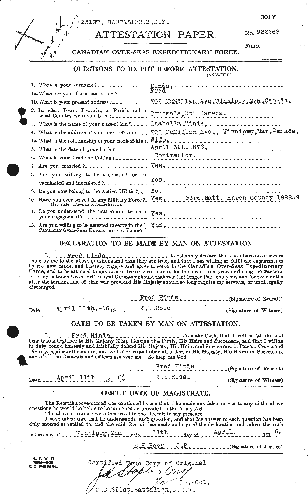 Personnel Records of the First World War - CEF 394387a