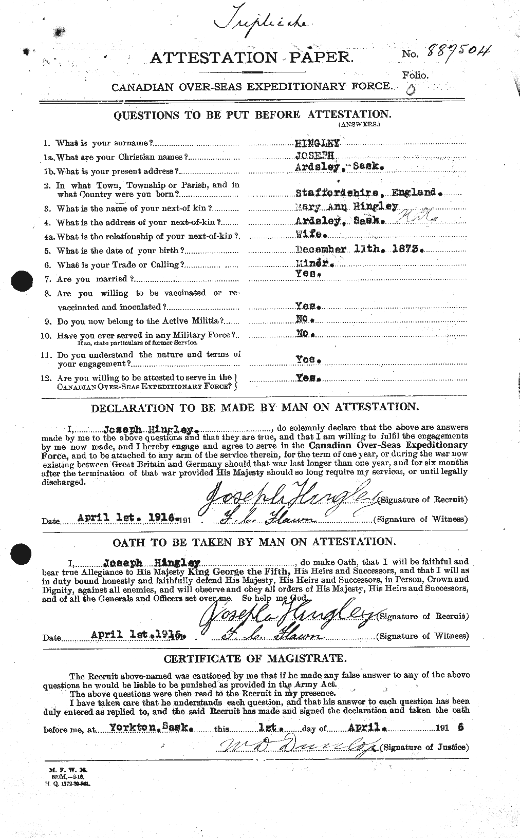 Dossiers du Personnel de la Première Guerre mondiale - CEC 394549a