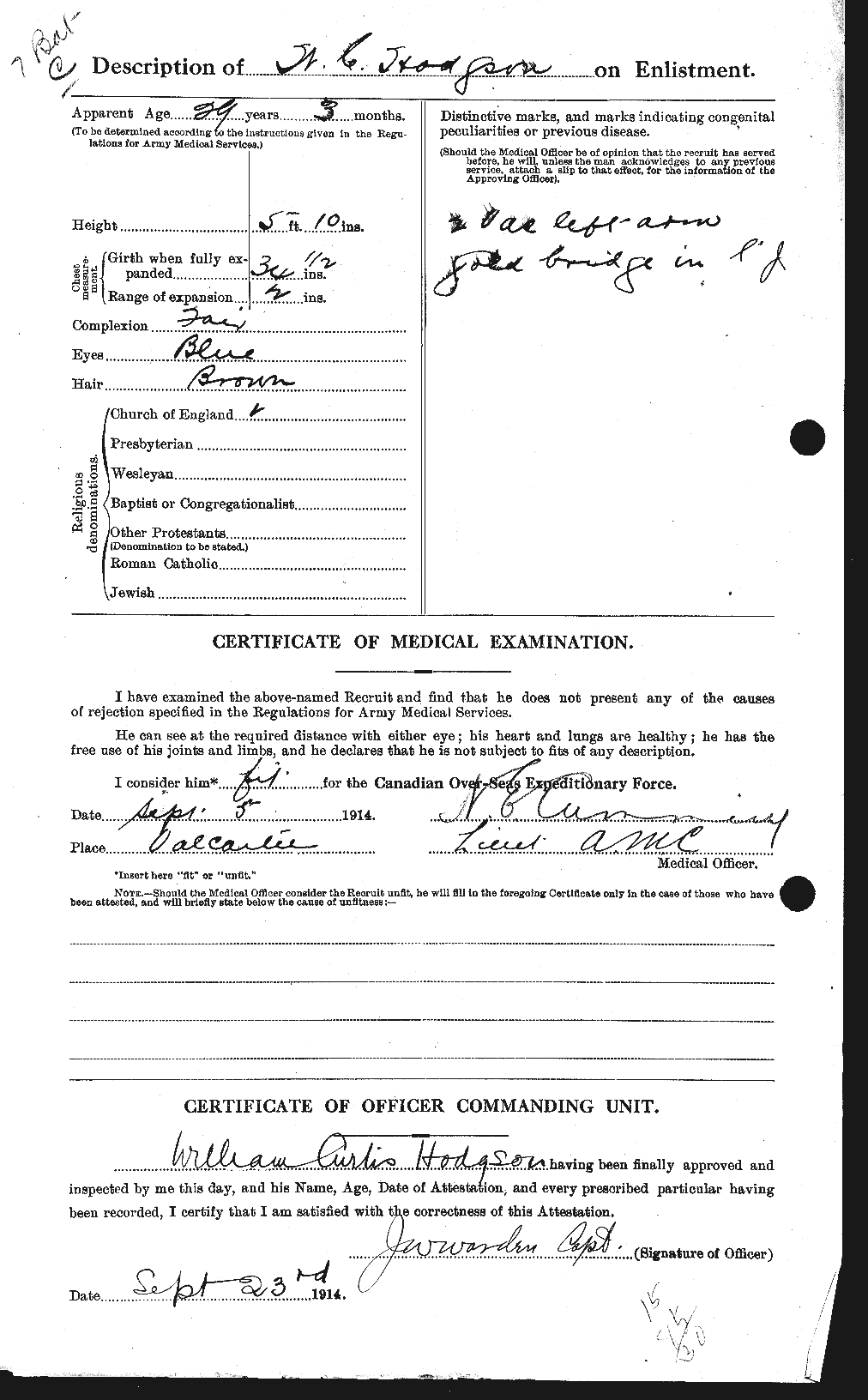 Dossiers du Personnel de la Première Guerre mondiale - CEC 395569b