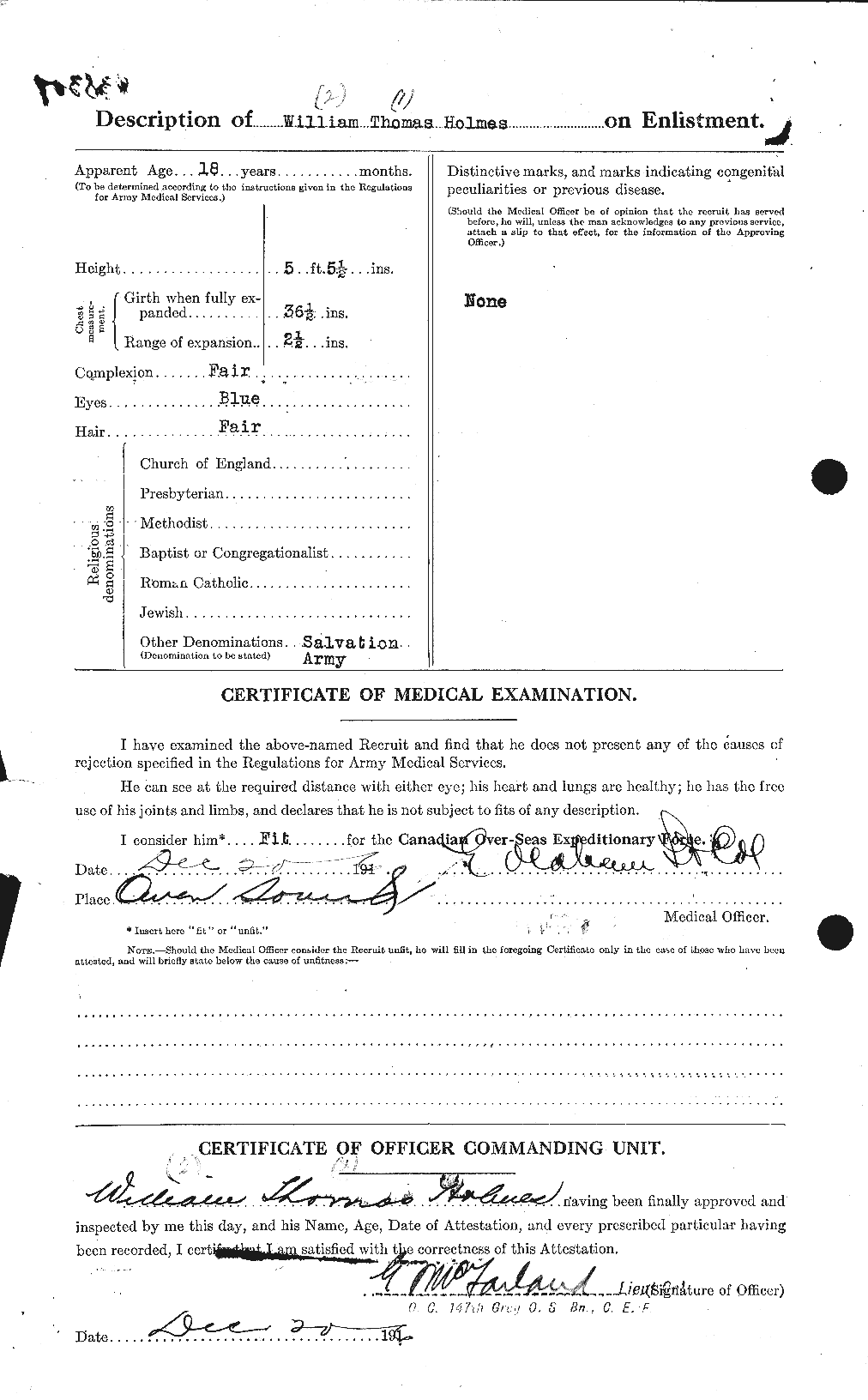 Dossiers du Personnel de la Première Guerre mondiale - CEC 395715b