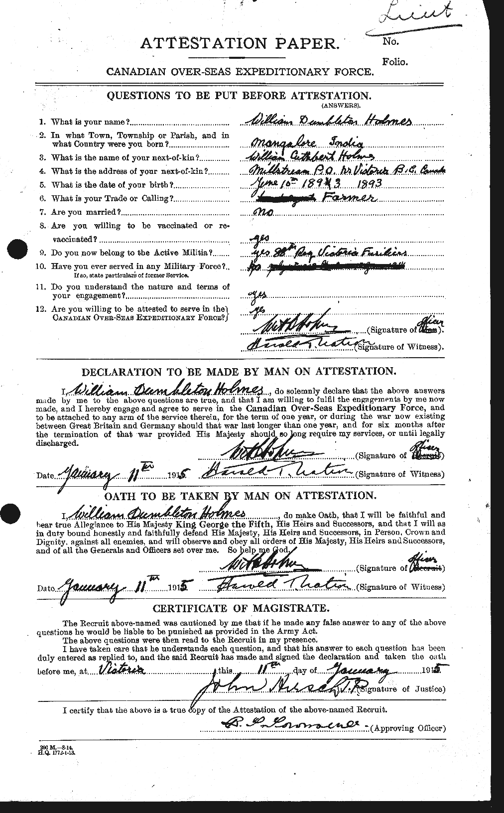 Personnel Records of the First World War - CEF 395764a