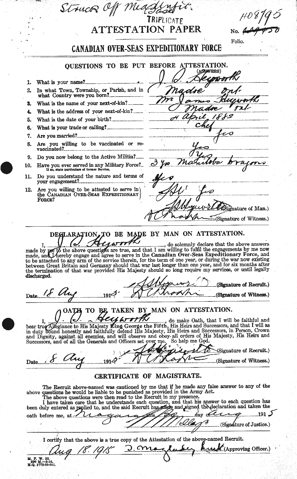 Personnel Records of the First World War - CEF 396137a