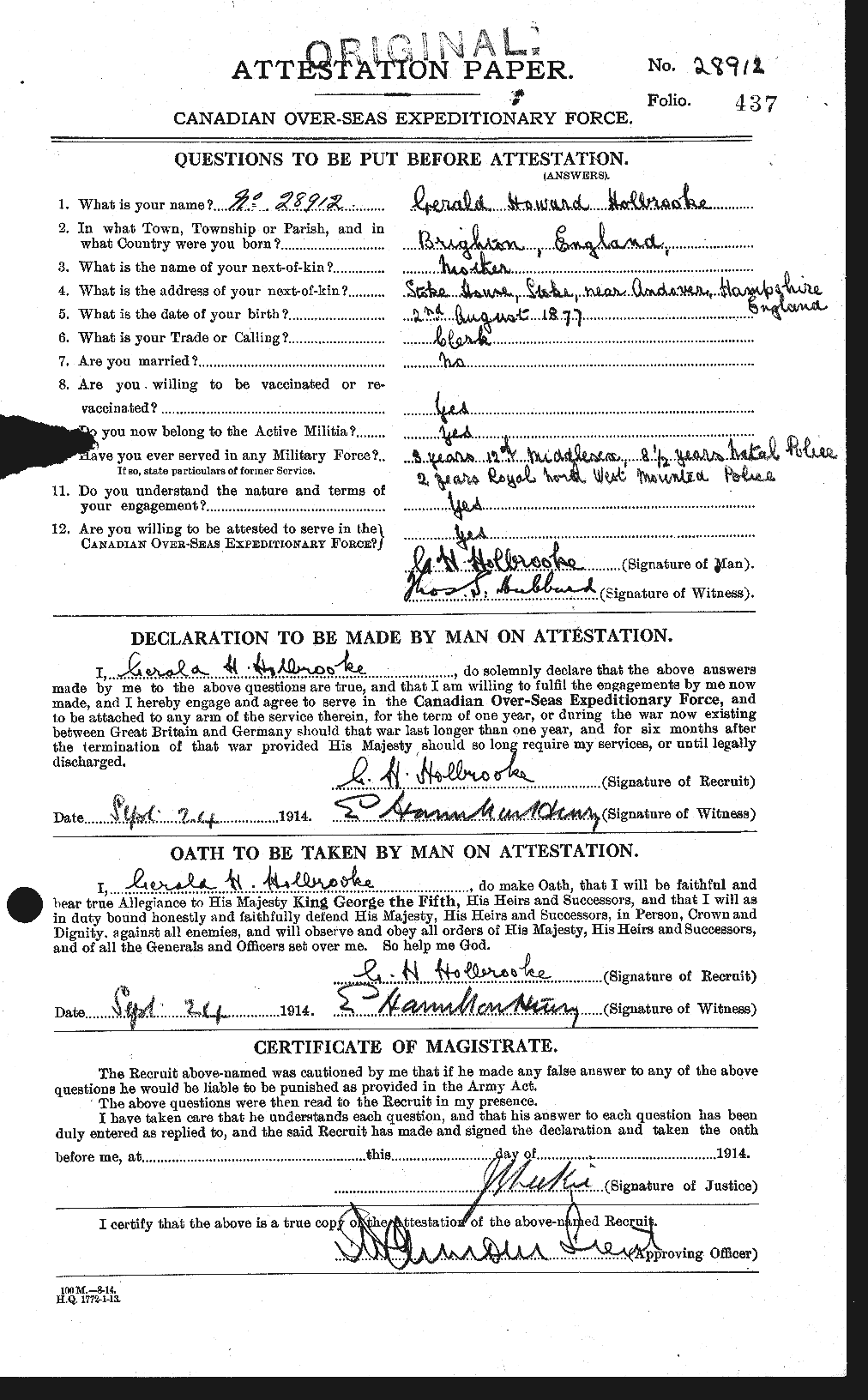 Personnel Records of the First World War - CEF 396618a