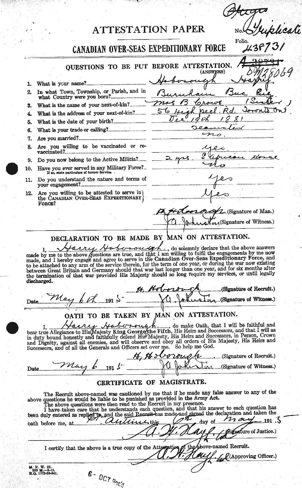 Personnel Records of the First World War - CEF 397573a