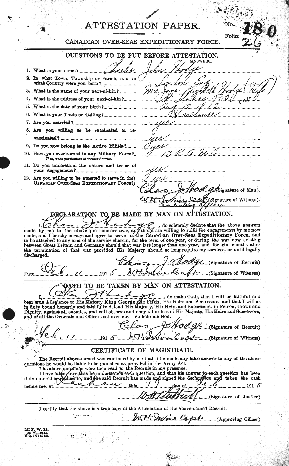 Personnel Records of the First World War - CEF 397833a