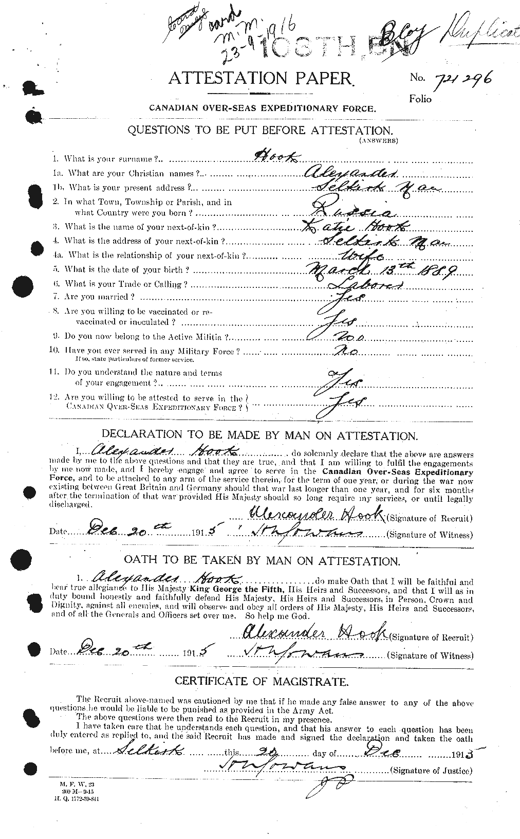 Personnel Records of the First World War - CEF 398121a