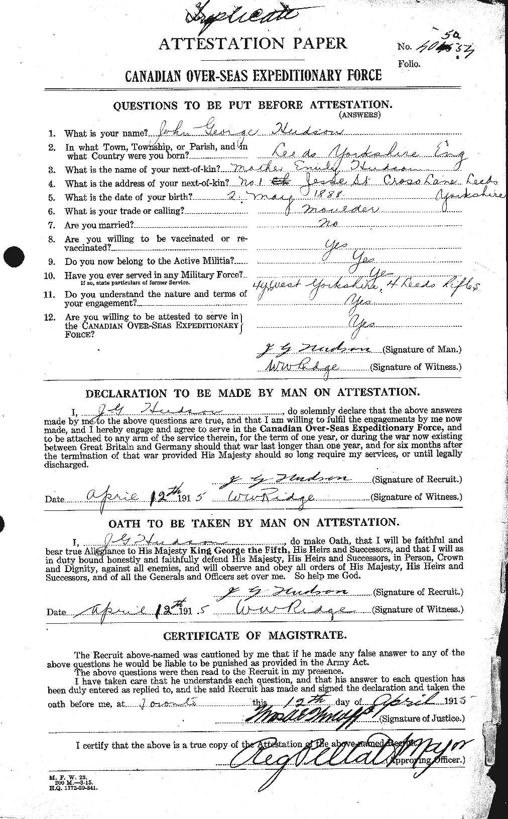 Personnel Records of the First World War - CEF 399008a