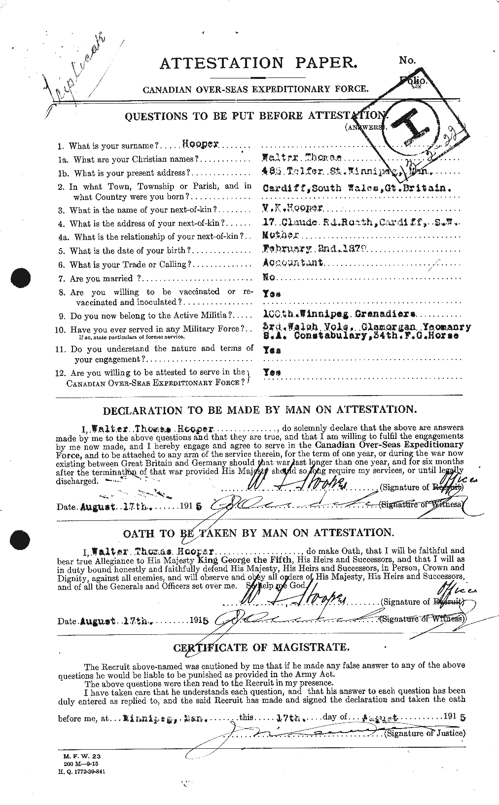 Personnel Records of the First World War - CEF 399217a