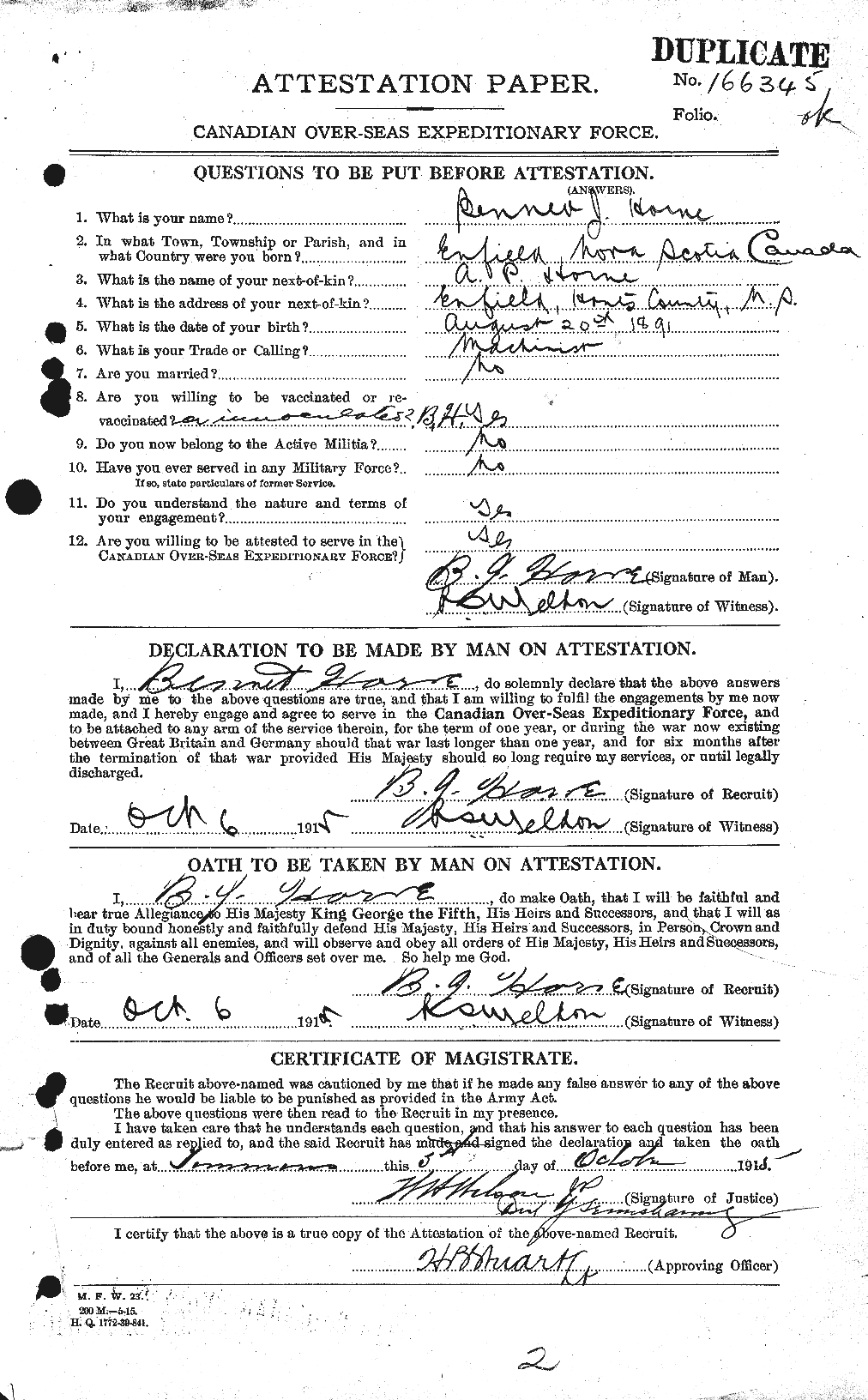 Personnel Records of the First World War - CEF 399574a