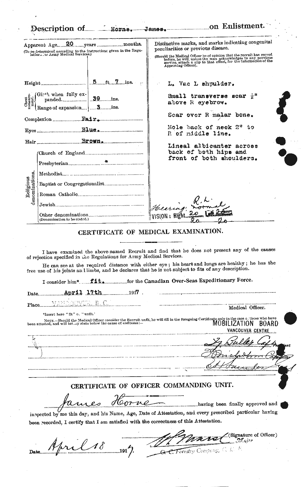 Dossiers du Personnel de la Première Guerre mondiale - CEC 399639b