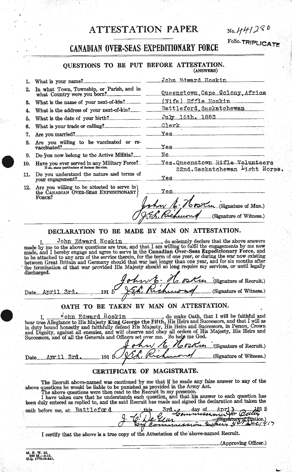 Personnel Records of the First World War - CEF 400057a